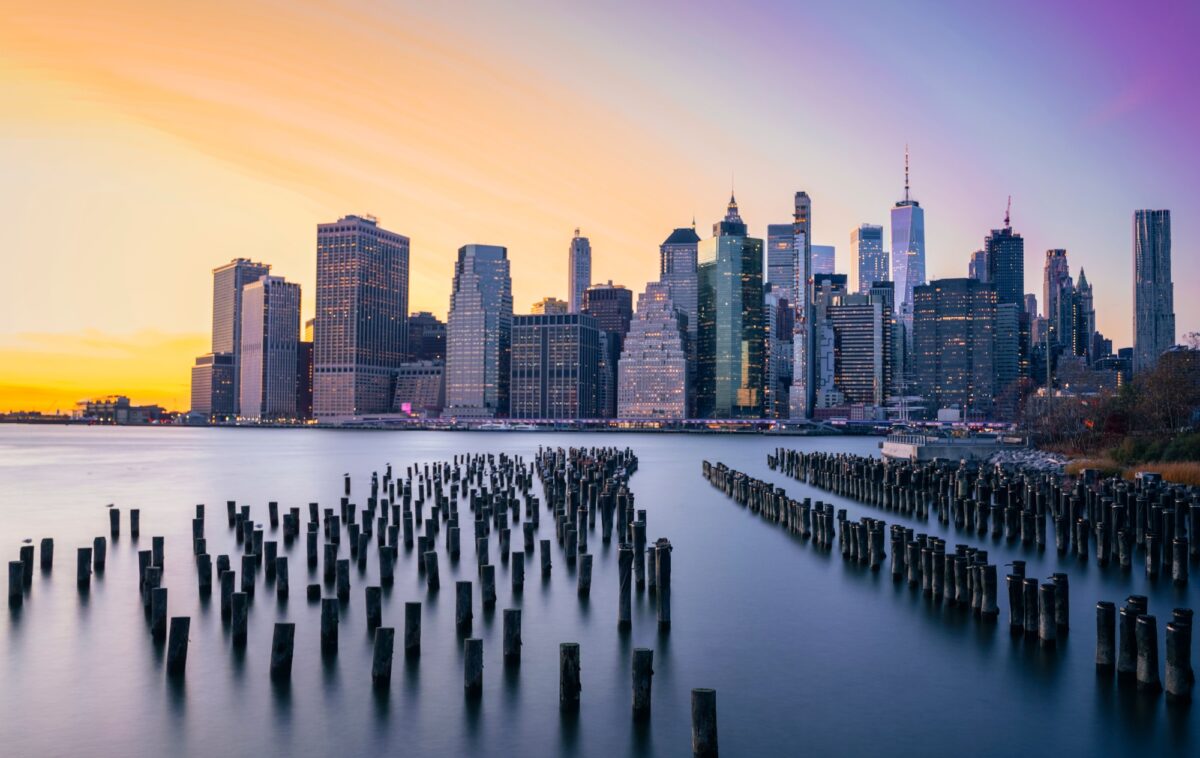 a very big city by the water in a big city